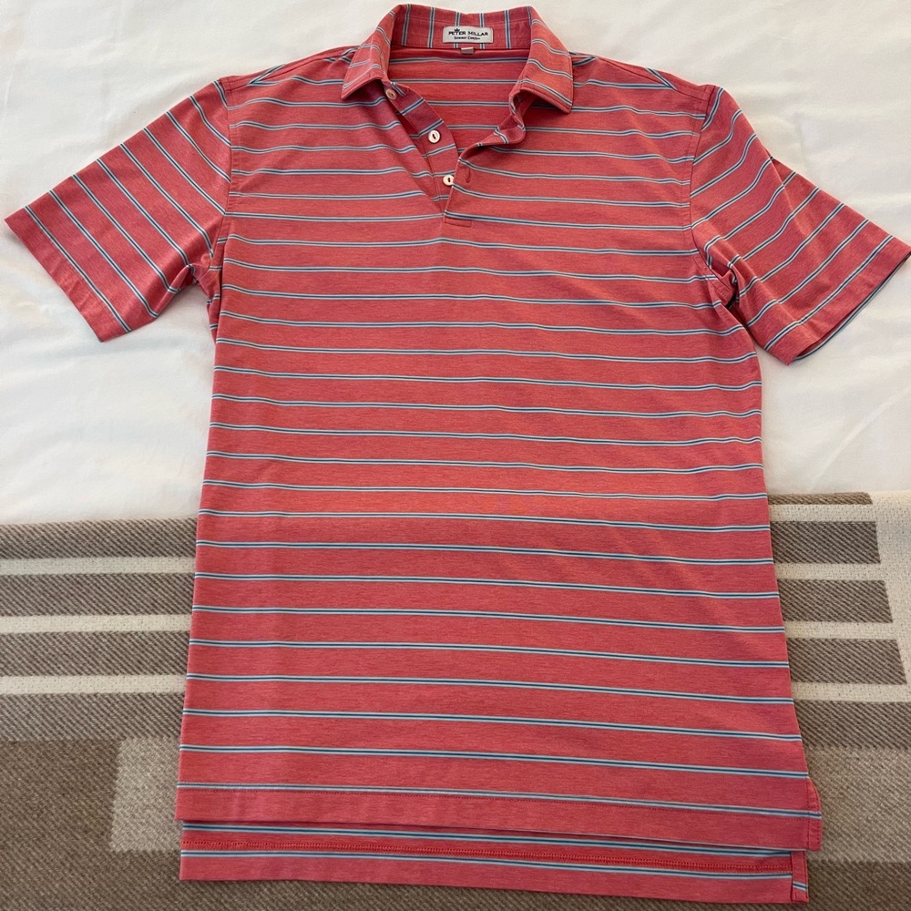 Peter Millar Red Striped Men's Polo Shirt